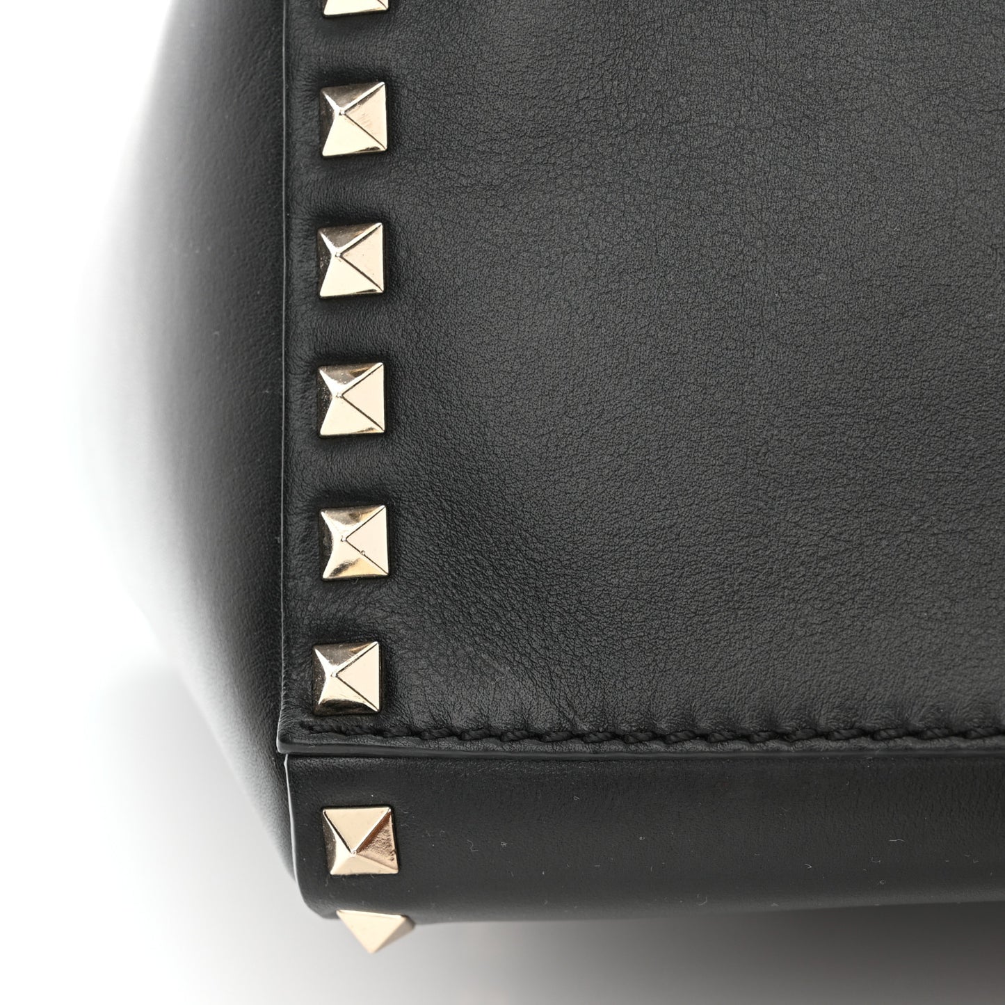 Vitello Small Rockstud Double Handle Tote Black