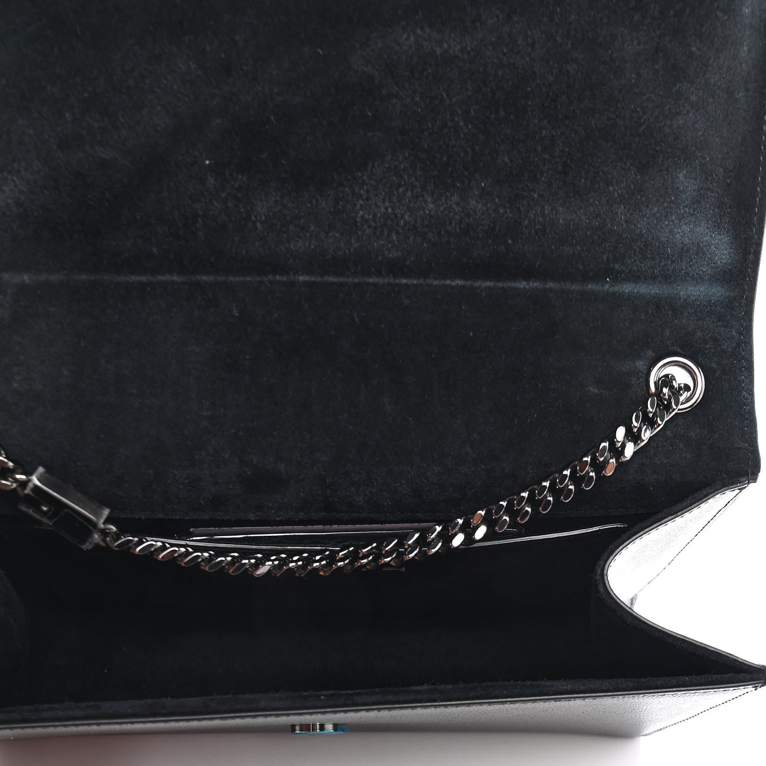 Saint Laurent Metallic Grain De Poudre Medium Classic Monogram Kate Satchel Dark Lead 5 of 7