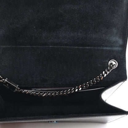 Saint Laurent Metallic Grain De Poudre Medium Classic Monogram Kate Satchel Dark Lead 5 of 7