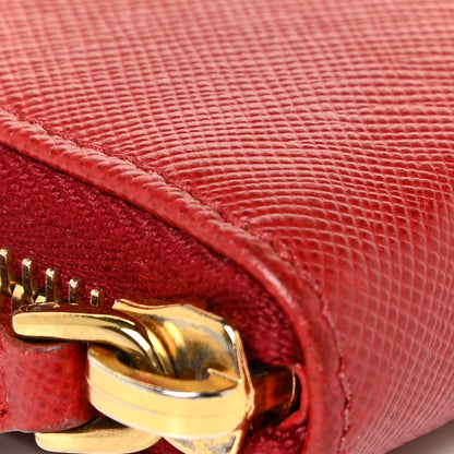 Prada Saffiano Metal Zip Around Wallet Fuoco 11 of 14