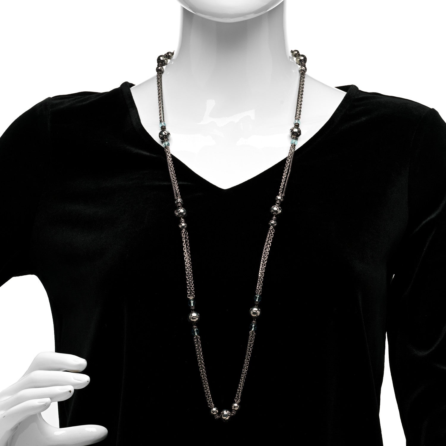 John Hardy Sterling Silver Blue Topaz Kali Station Necklace 2 of 4