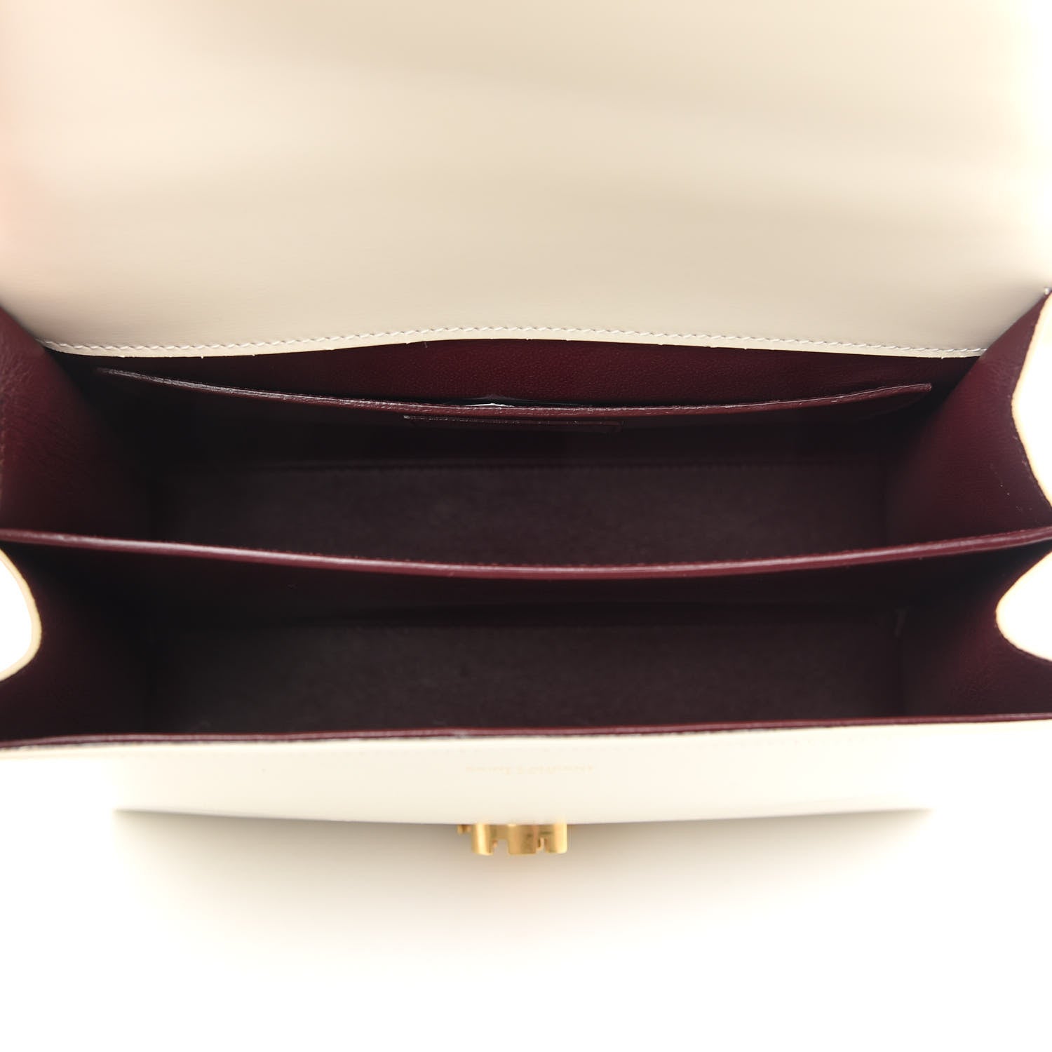Saint Laurent Smooth Calfskin Medium Classic Monogram Cassandra Top Handle Crema Soft Rouge Legion 4 of 8