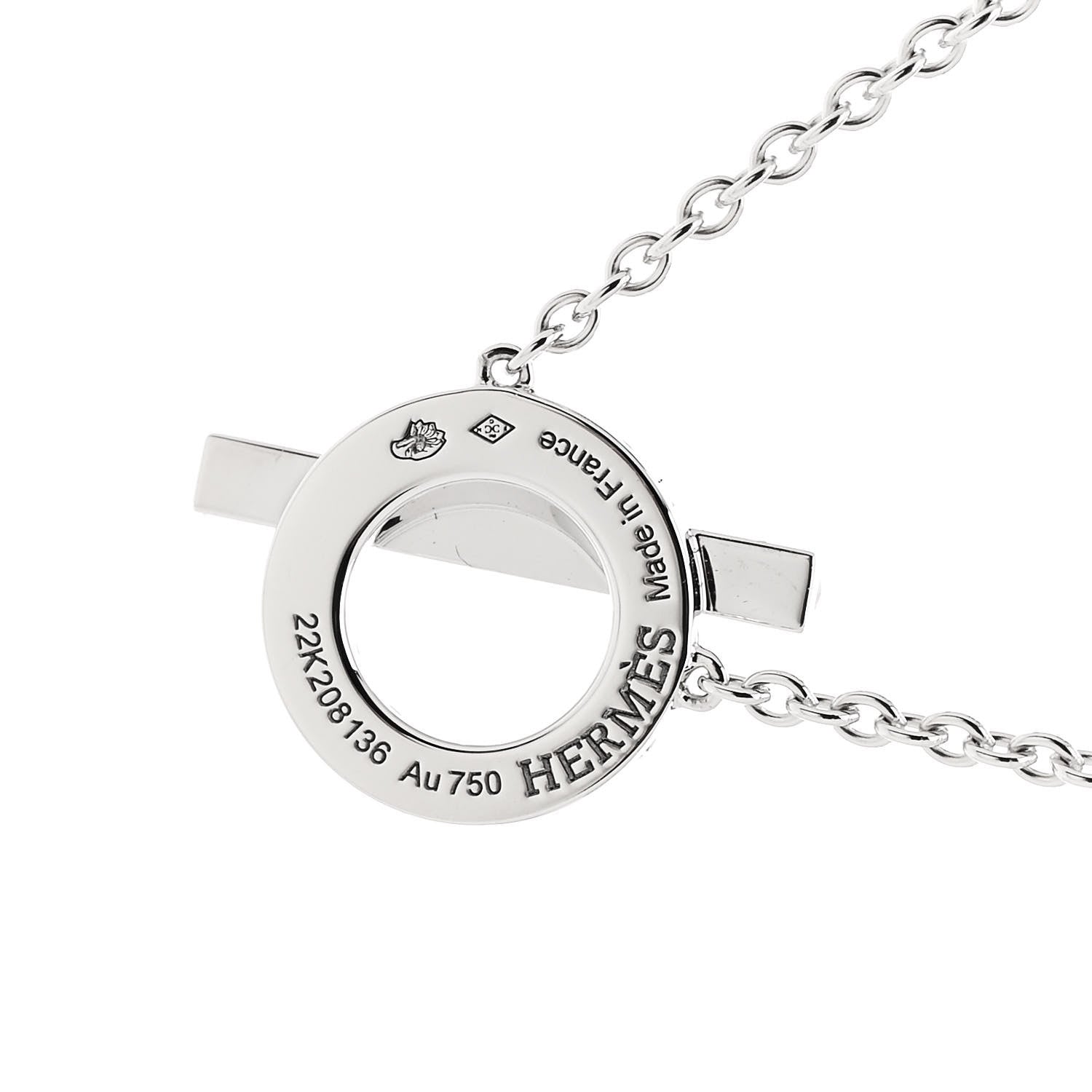 Hermes 18K White Gold Diamond Finesse Pendant Necklace 4 of 4