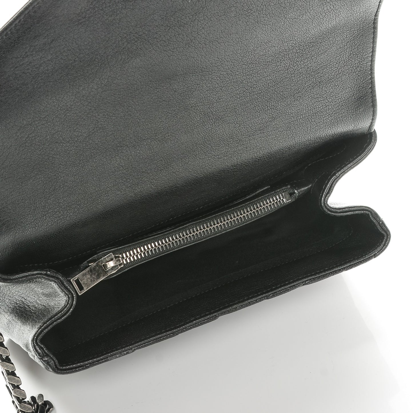 Sheepskin Matelasse Chevron Monogram Medium College Bag Black