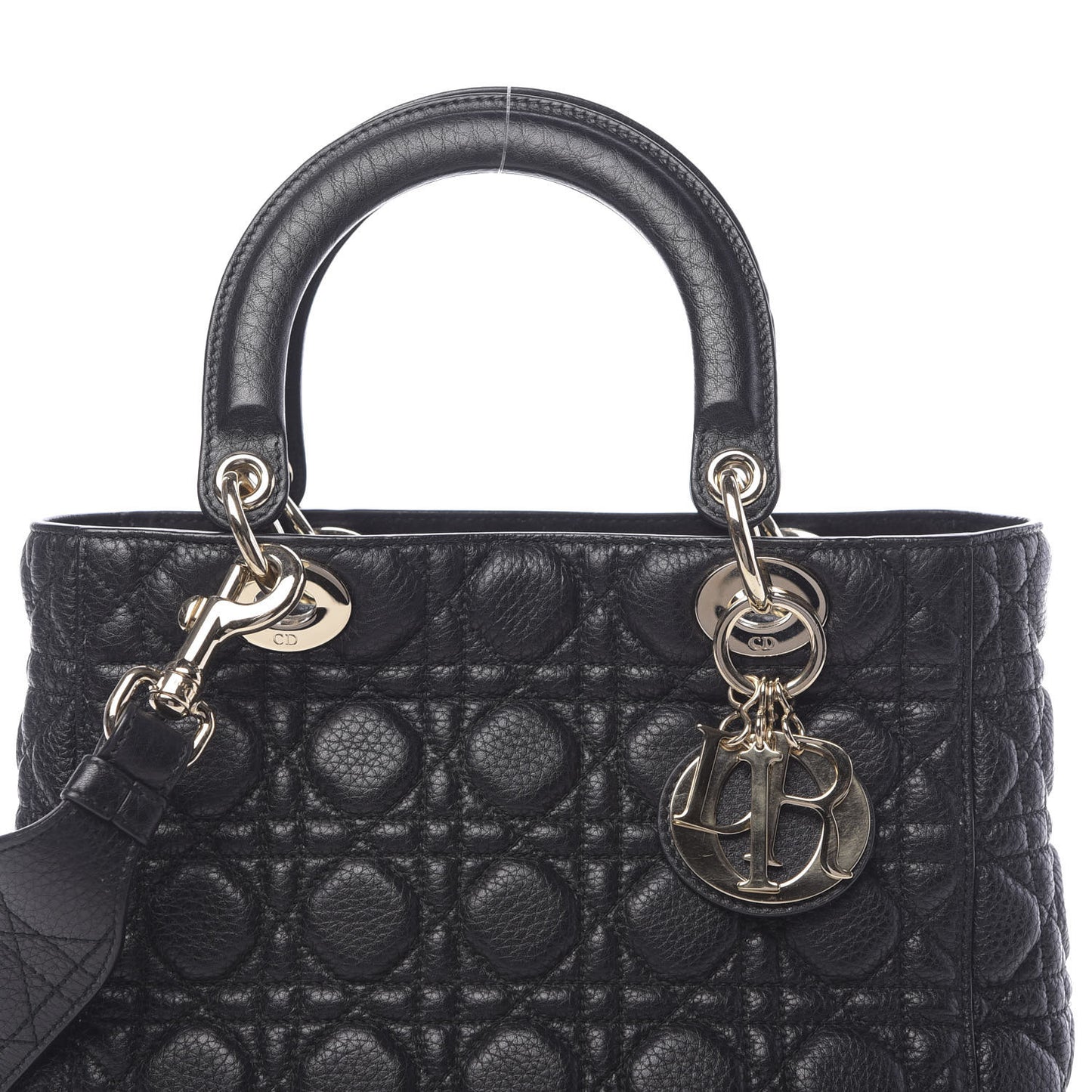 Grained Calfskin Cannage Medium Supple Lady Dior Black