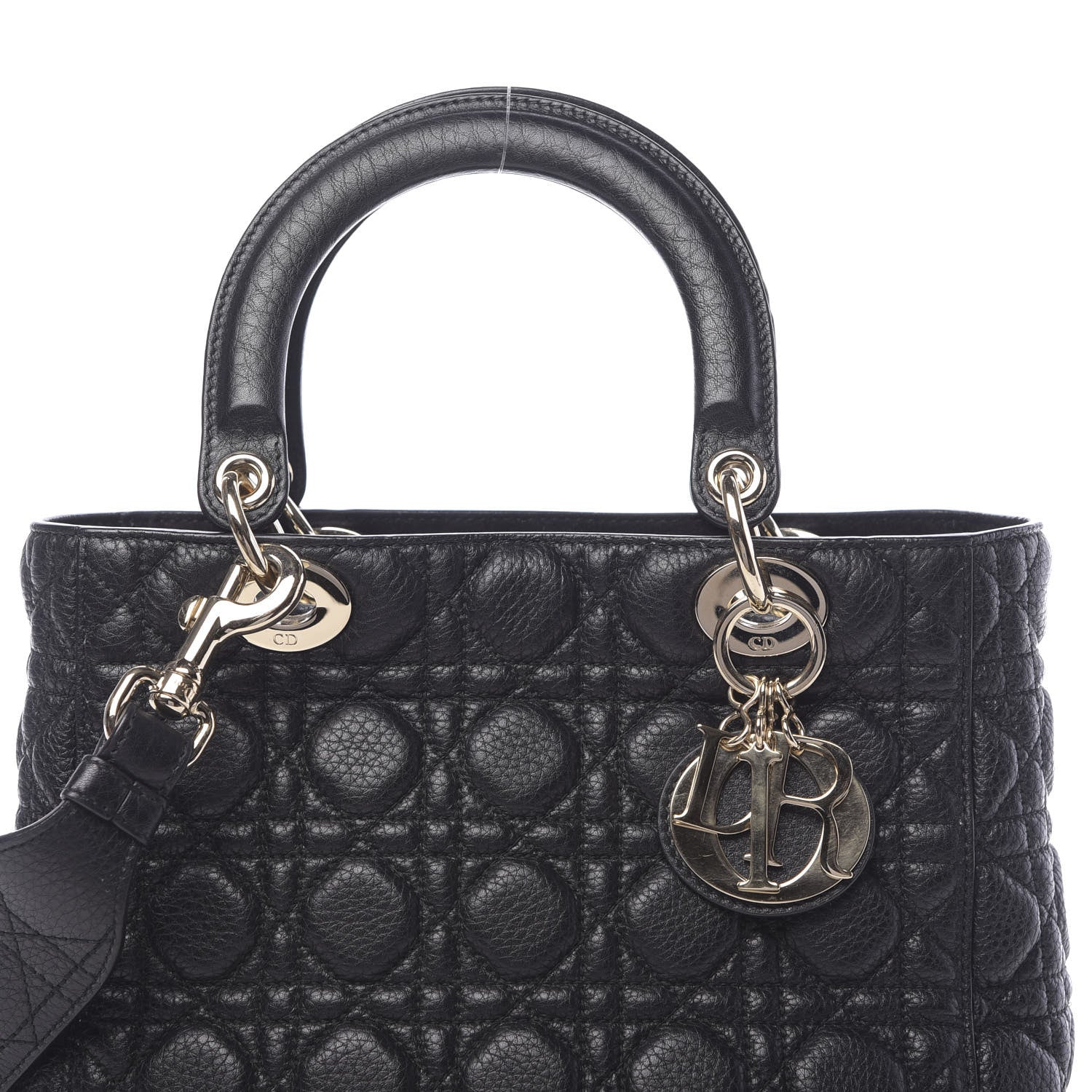 Christian Dior Grained Calfskin Cannage Medium Supple Lady Dior Black 7 of 9