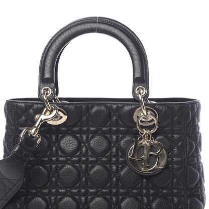 Christian Dior Grained Calfskin Cannage Medium Supple Lady Dior Black 7 of 9