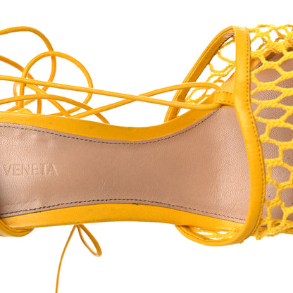 Bottega Veneta Mesh Nappa Stretch Ankle Tie Sandals 41 Egg Yolk 12 of 14