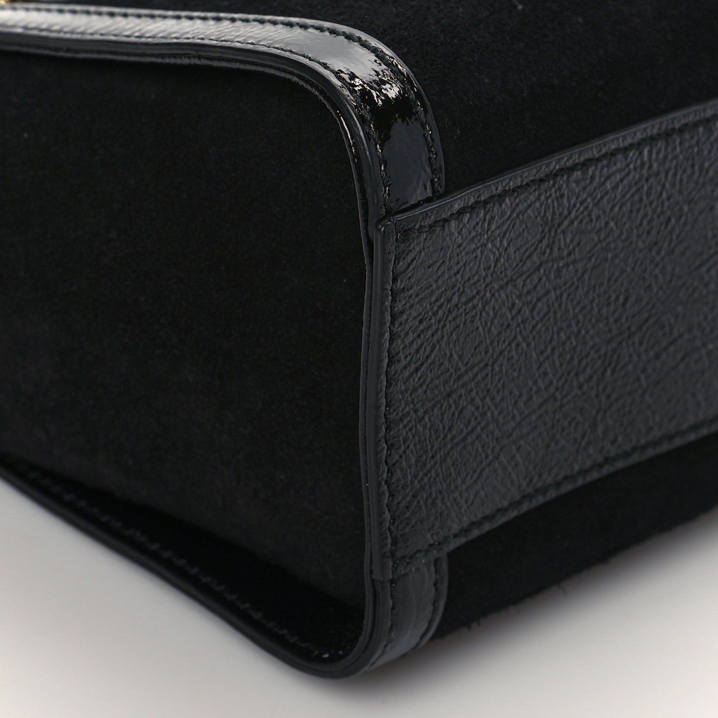 Suede Patent GG Web Small Ophidia Tote Bag Black