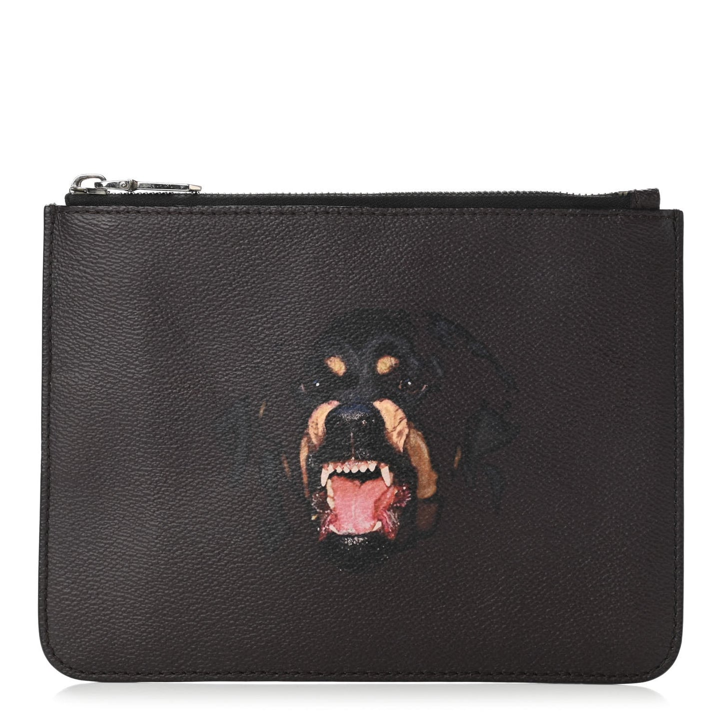 Textured Coated Canvas Rottweiler Print Small Cosmetic Pouch Black