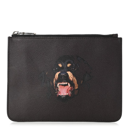 Givenchy Textured Coated Canvas Rottweiler Print Small Cosmetic Pouch Black 1 of 6