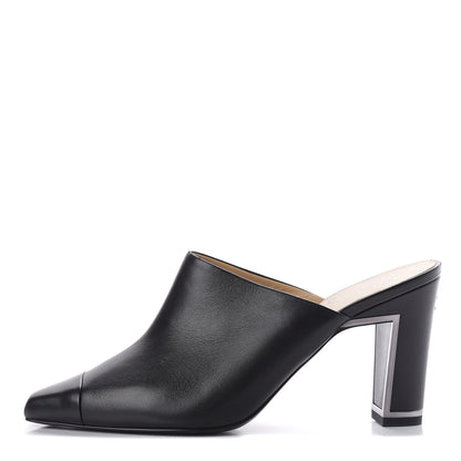 Chanel Lambskin Cap Toe Mules 38 Black 1 of 9