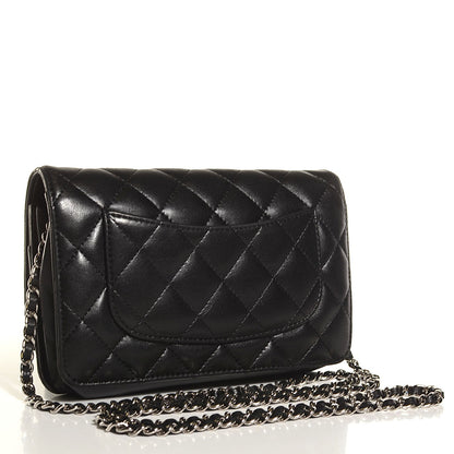 Chanel Lambskin Quilted Wallet On Chain WOC Black 3 of 8