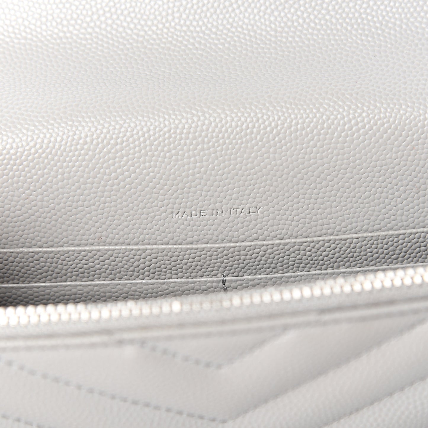 Grain De Poudre Matelasse Chevron Monogram Envelope Chain Wallet Fog