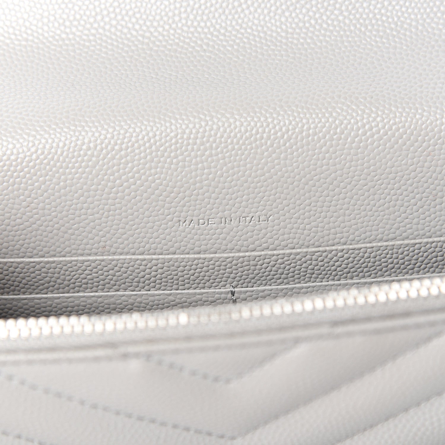 Saint Laurent Grain De Poudre Matelasse Chevron Monogram Envelope Chain Wallet Fog 6 of 12