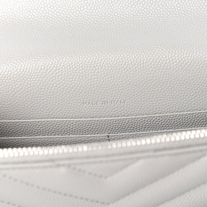 Saint Laurent Grain De Poudre Matelasse Chevron Monogram Envelope Chain Wallet Fog 6 of 12