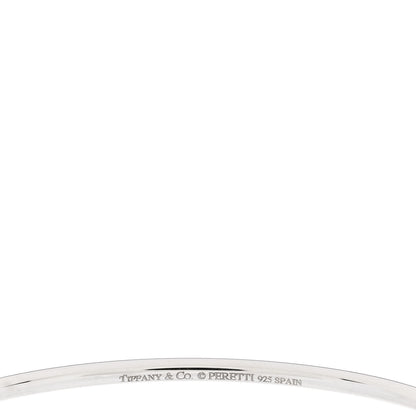 Tiffany Sterling Silver Diamond Elsa Peretti Open Heart Bangle Bracelet 3 of 3