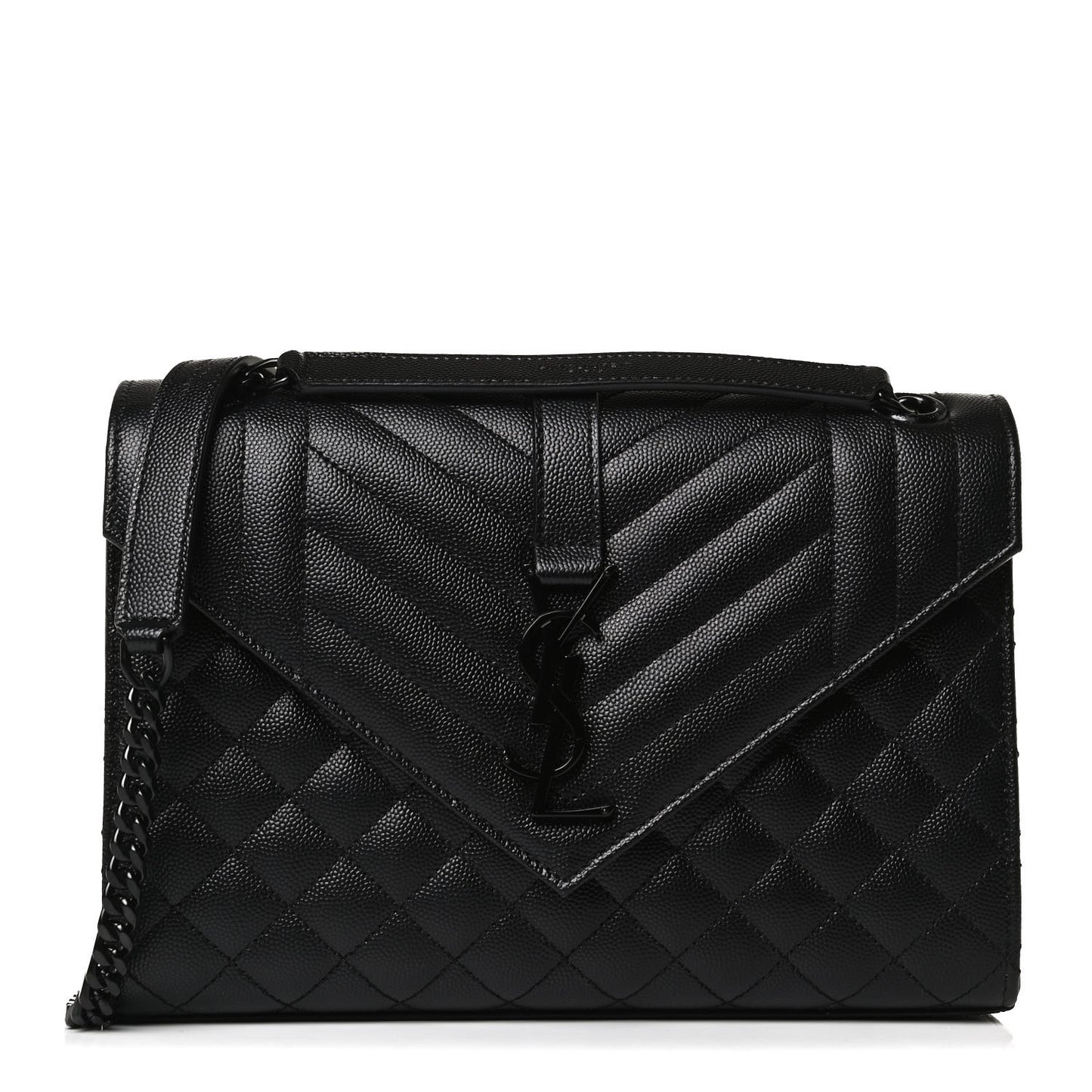 Grain De Poudre Textured Mixed Matelasse Triquilt Medium Monogram Satchel Black
