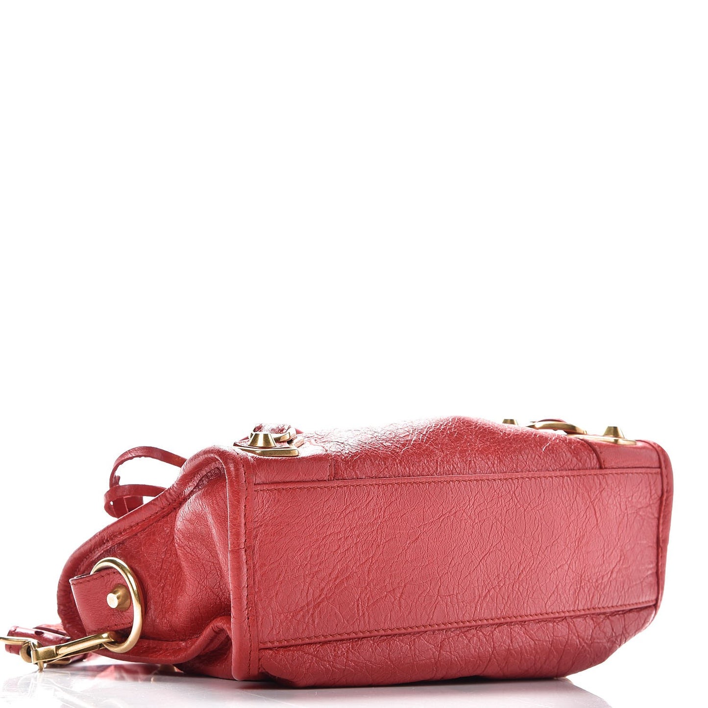 Agneau Gold Metallic Edge Hardware Mini City Rouge Rubis
