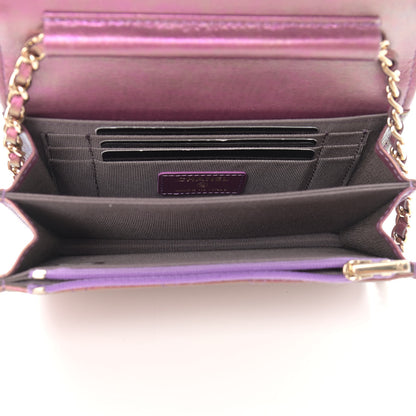 Chanel Iridescent Lambskin Quilted Mini Wallet On Chain WOC Purple 5 of 11