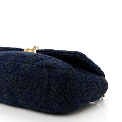 Chanel Tweed Quilted Medium Chanel 19 Flap Navy Blue Black 10 of 10