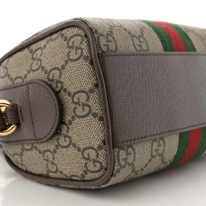 Gucci GG Supreme Monogram Textured Dollar Calfskin Web Super Mini Ophidia Top Handle Bowler Bag Beige Ebony New Acero 9 of 11