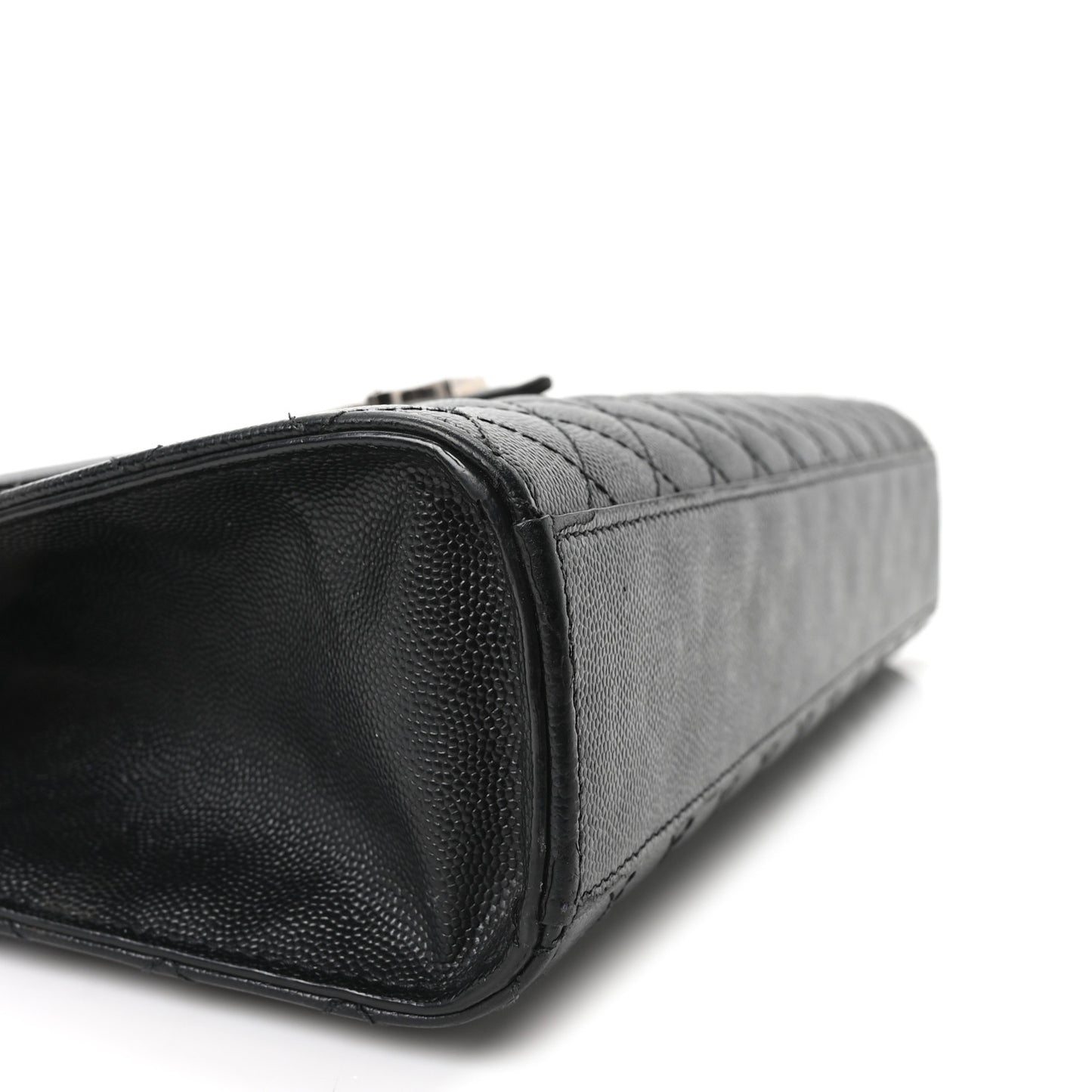 Grain De Poudre Textured Mixed Matelasse Large Triquilt Monogram Satchel Black