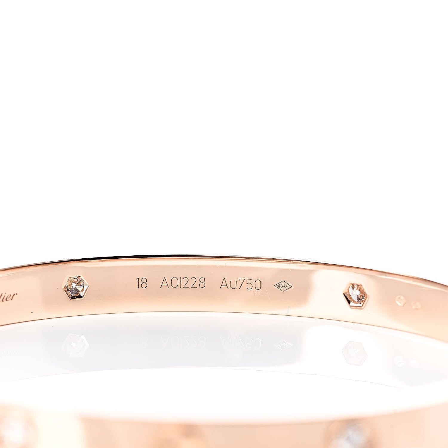 Cartier 18K Pink Gold 4 Diamond LOVE Bracelet 18 4 of 6