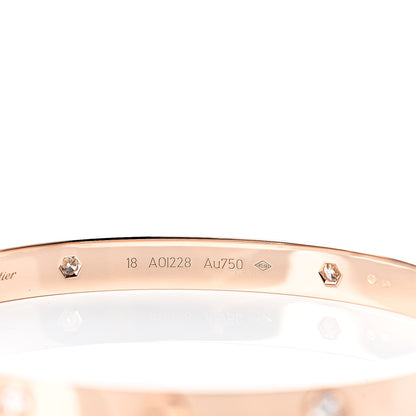Cartier 18K Pink Gold 4 Diamond LOVE Bracelet 18 4 of 6