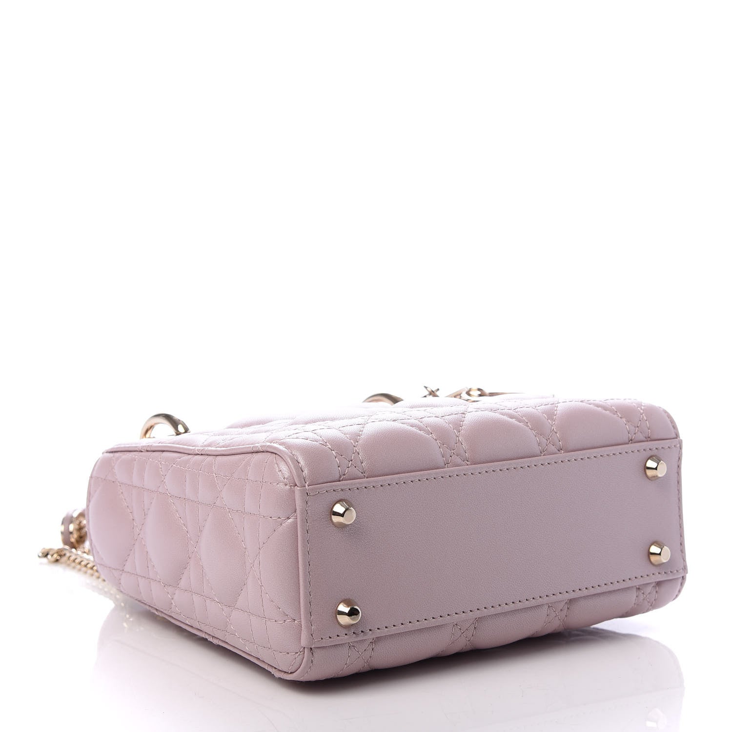 Christian Dior Metallic Lambskin Cannage Mini Lady Dior Lotus 4 of 10