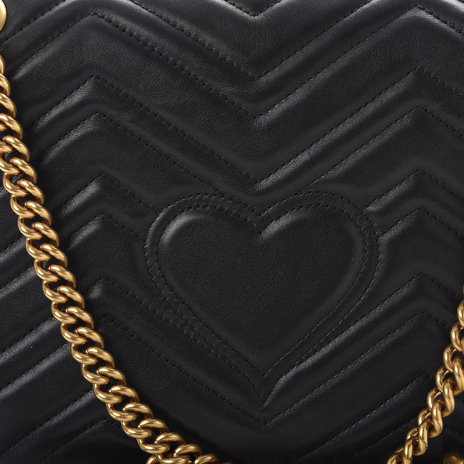 Gucci Calfskin Matelasse Medium GG Marmont Shoulder Bag Black 5 of 10