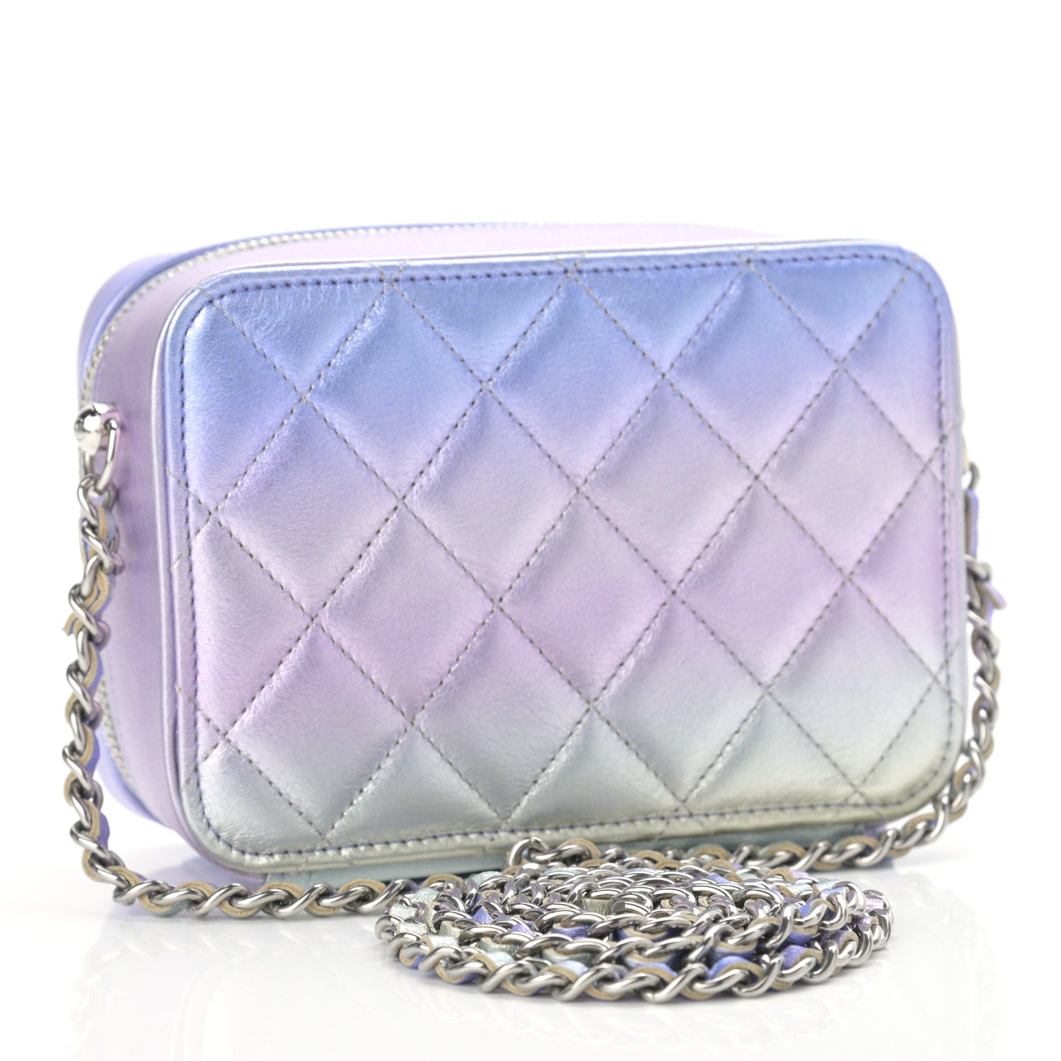 Chanel Metallic Gradient Calfskin Quilted Camera Case Blue Yellow Purple 3 of 10