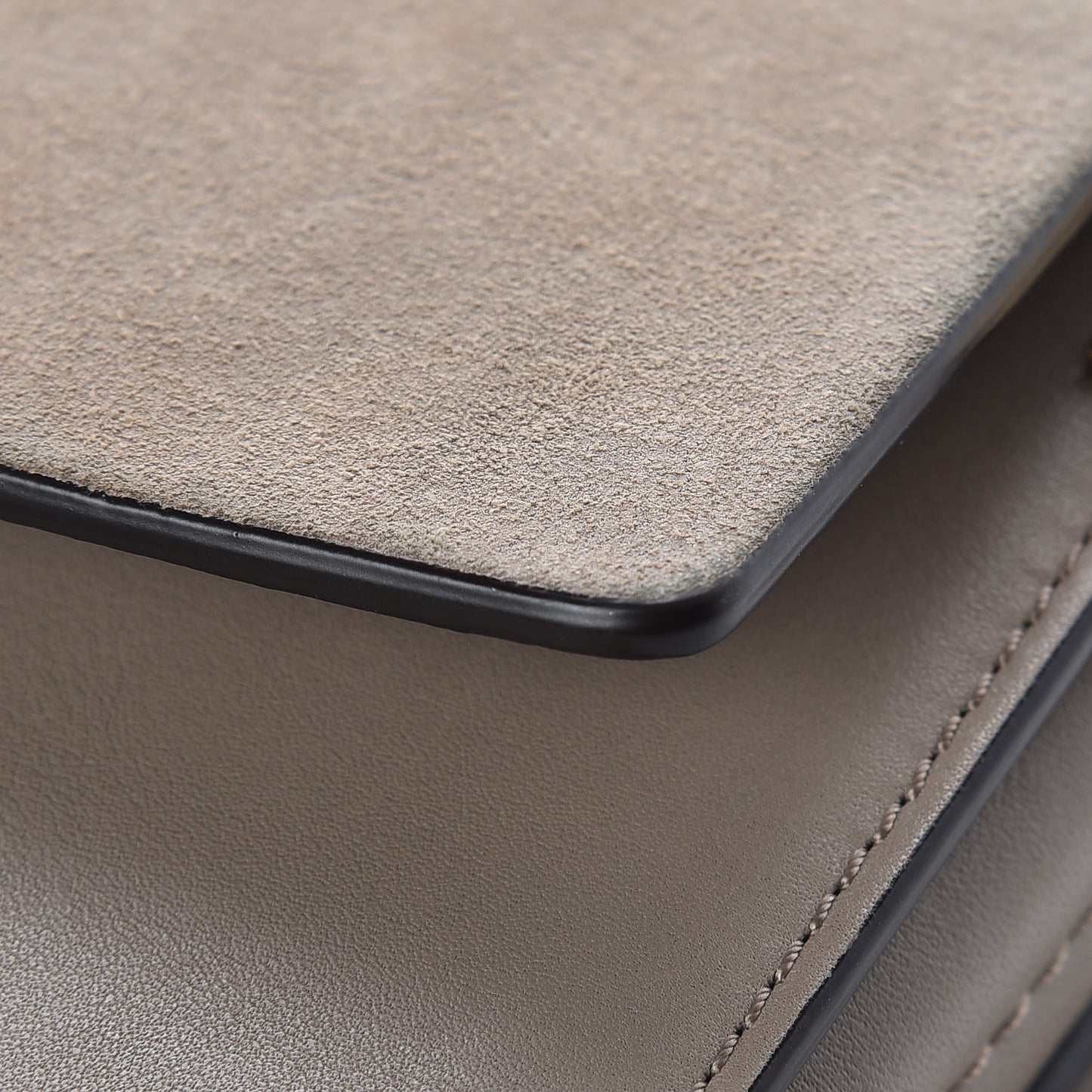 Suede Calfskin Small Faye Shoulder Bag Motty Grey