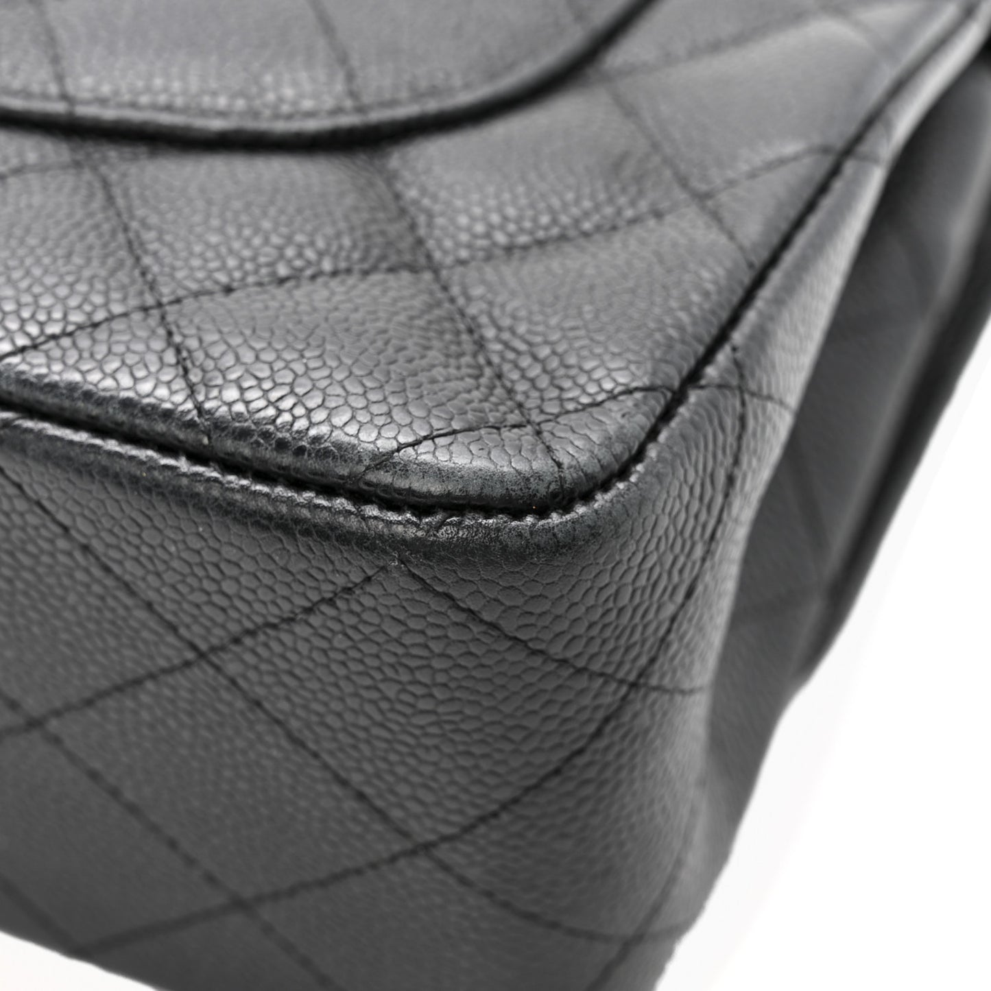 Caviar Quilted Jumbo Double Flap Black