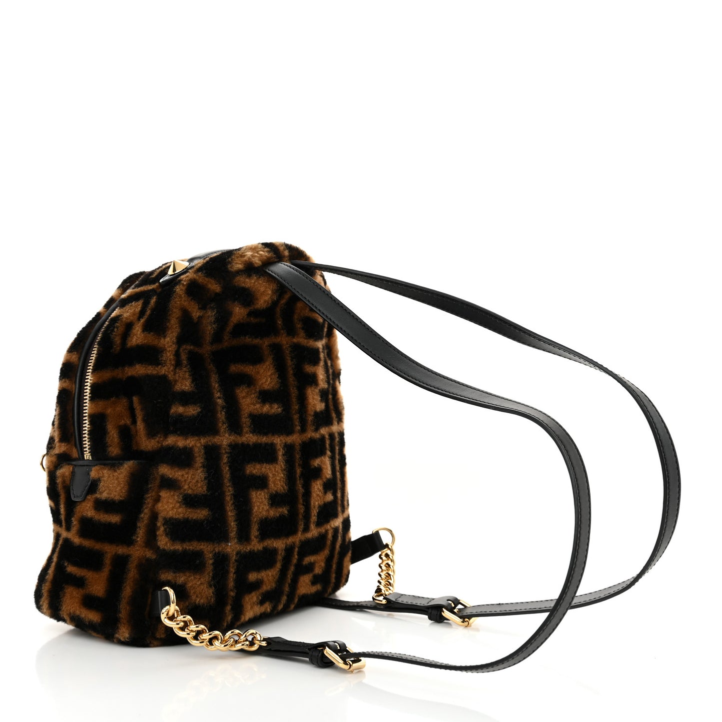 Shearling Macro FF 1974 Mini Backpack Tobacco Black