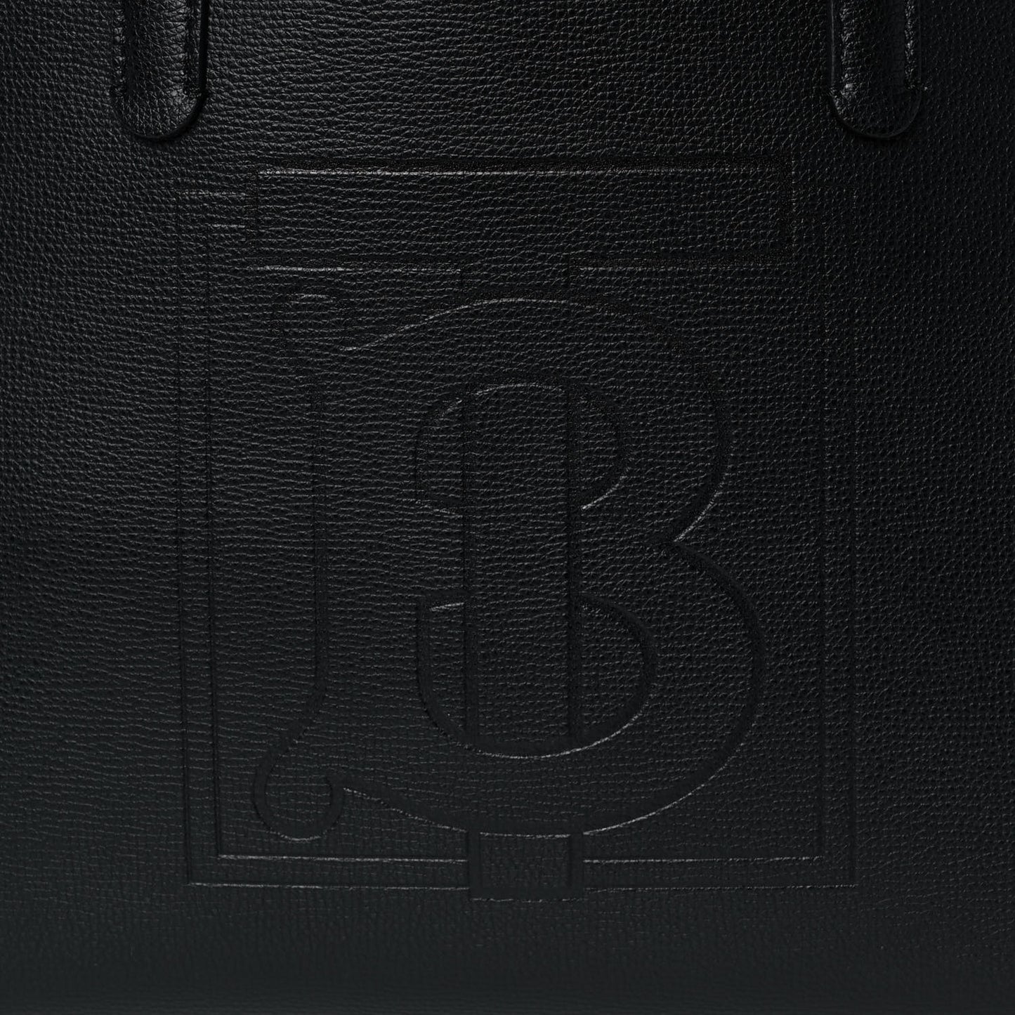 Calfskin TB Motif Embossed Medium Tote Black