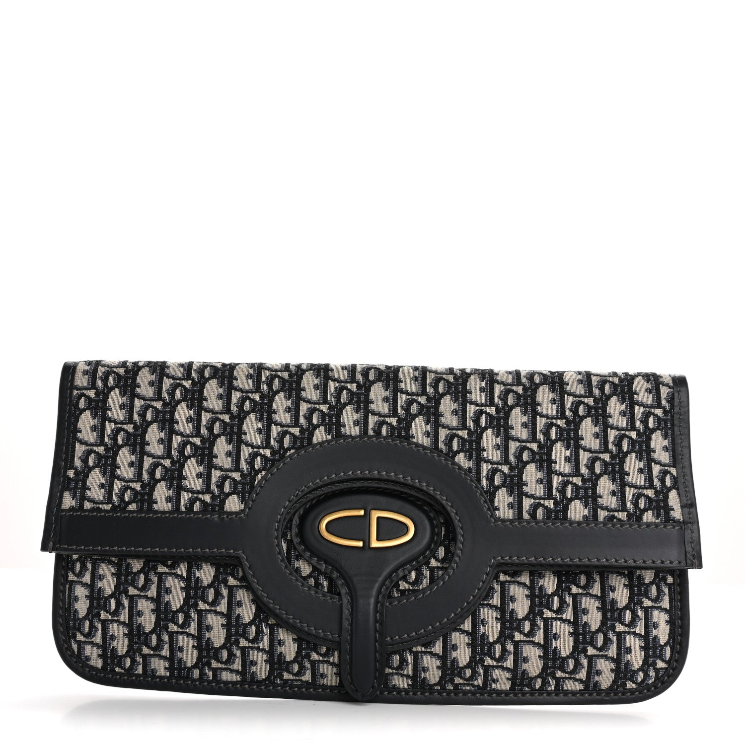 Christian Dior Oblique Fold Over Clutch Blue 1 of 9