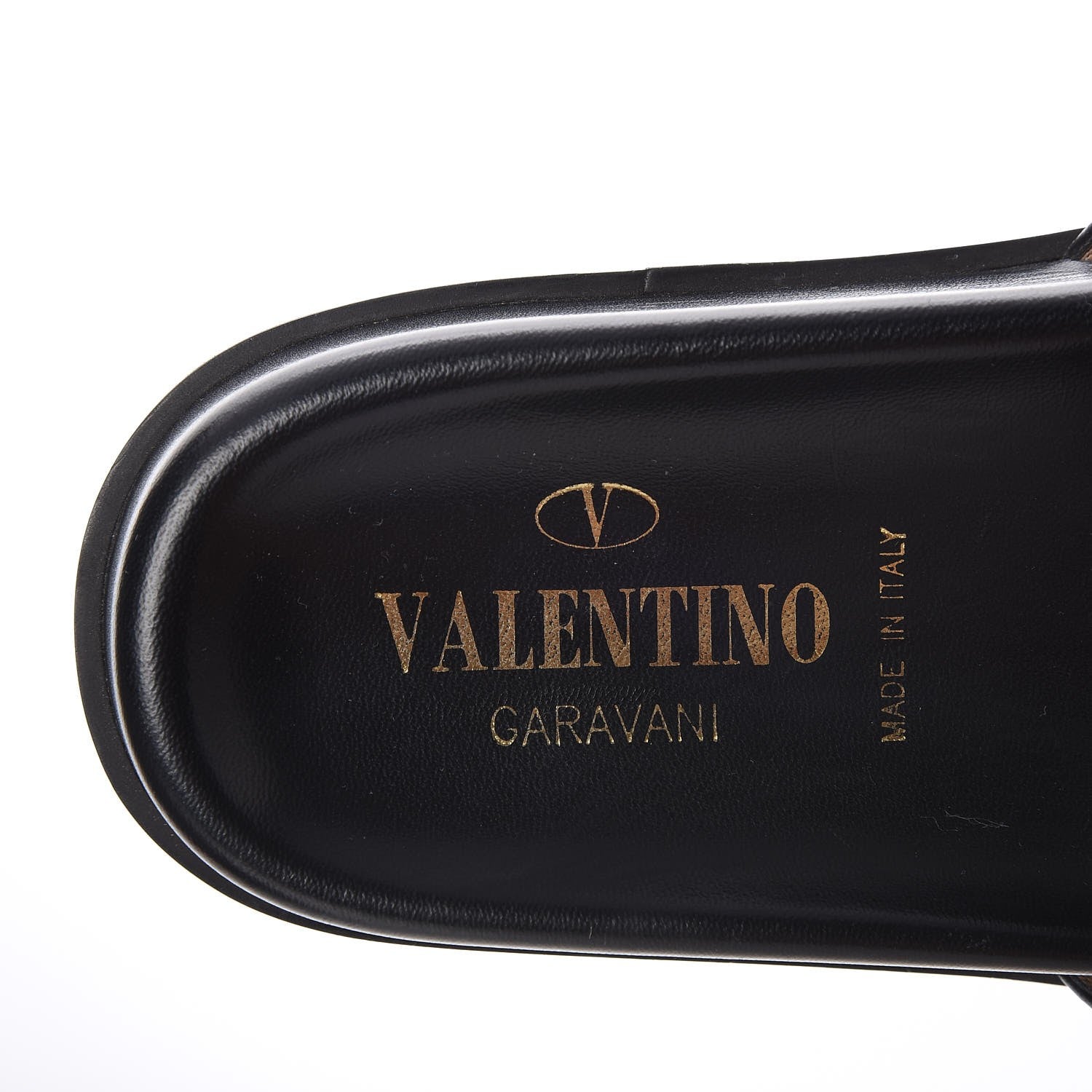 Valentino Garavani Vitello Macro Rockstud Lock Slide Sandals 37.5 Black 7 of 10