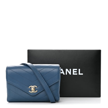 Chanel Calfskin Chevron Stitched Coco Waist Bag Blue 15 of 15