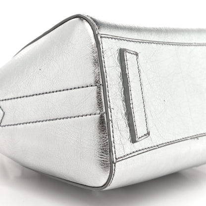 Givenchy Metallic Lambskin Mini Lock Antigona Shoulder Bag Silver Grey 9 of 12
