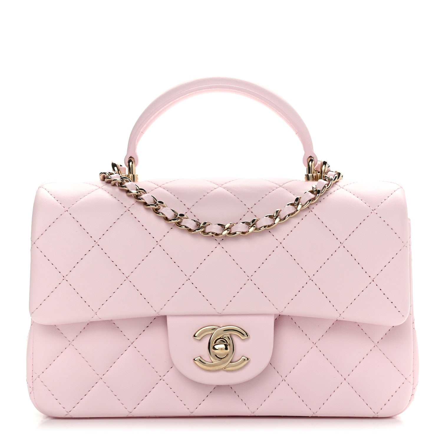 Chanel Lambskin Quilted Mini Top Handle Rectangular Flap Light Pink 1 of 11