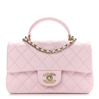 Chanel Lambskin Quilted Mini Top Handle Rectangular Flap Light Pink 1 of 11