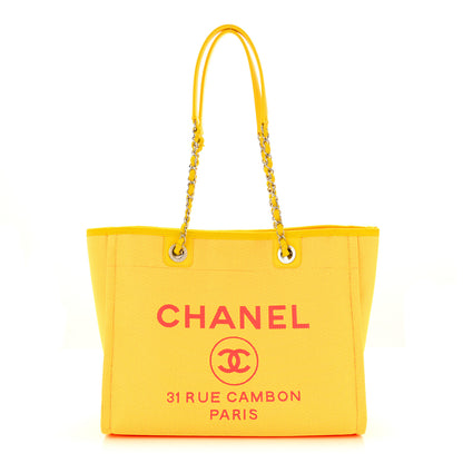 Chanel Mixed Fibers Small Deauville Tote Yellow Orange 1 of 10