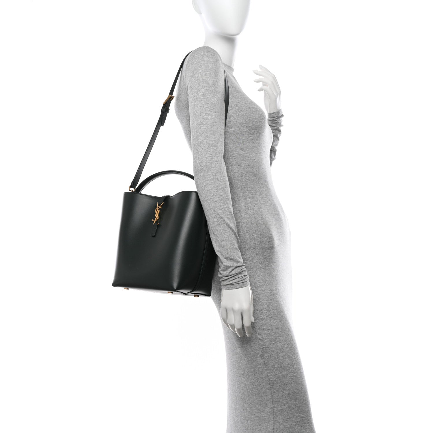 Saint Laurent Shiny Calfskin Le 37 Bucket Bag Vert Fonce 2 of 12