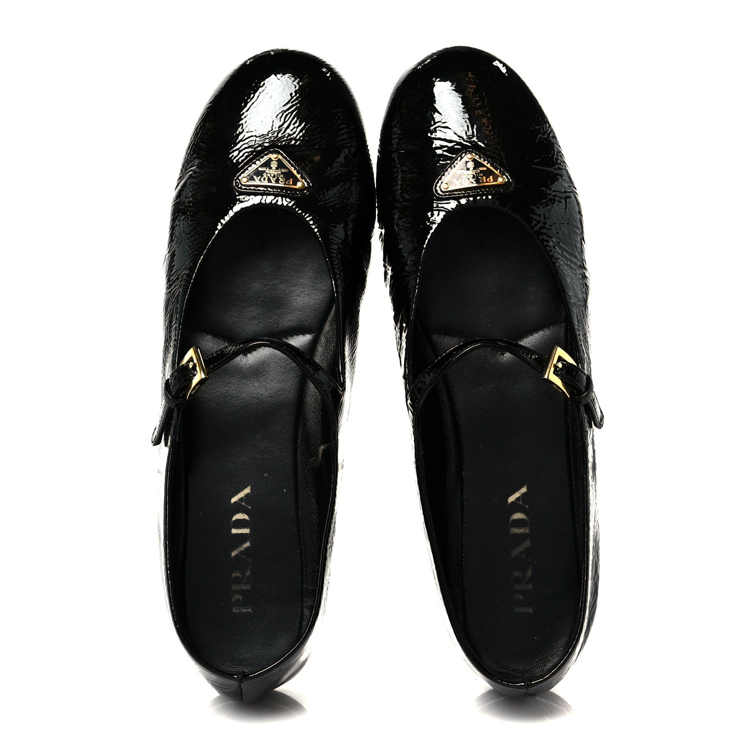 Prada Patent Calfskin Triangle Ballerina Flats 40 Black 2 of 10