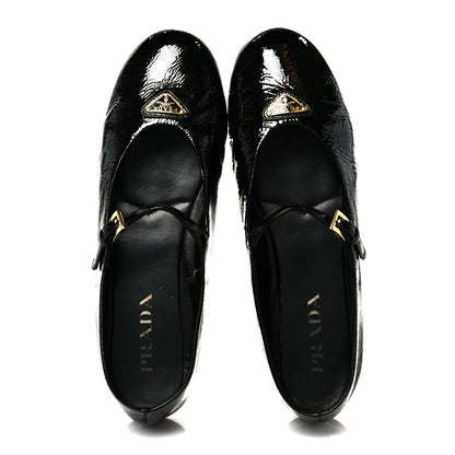 Prada Patent Calfskin Triangle Ballerina Flats 40 Black 2 of 10