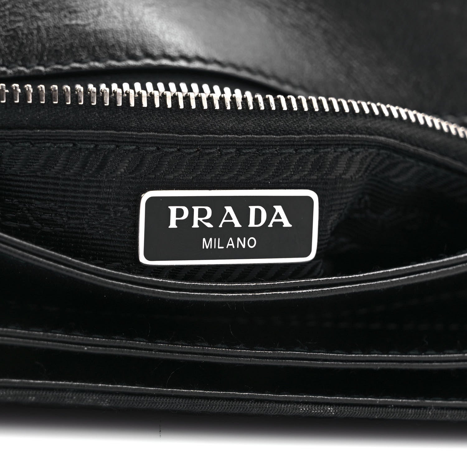 Prada Saffiano Tessuto Nylon Chain Shoulder Bag Black 6 of 9