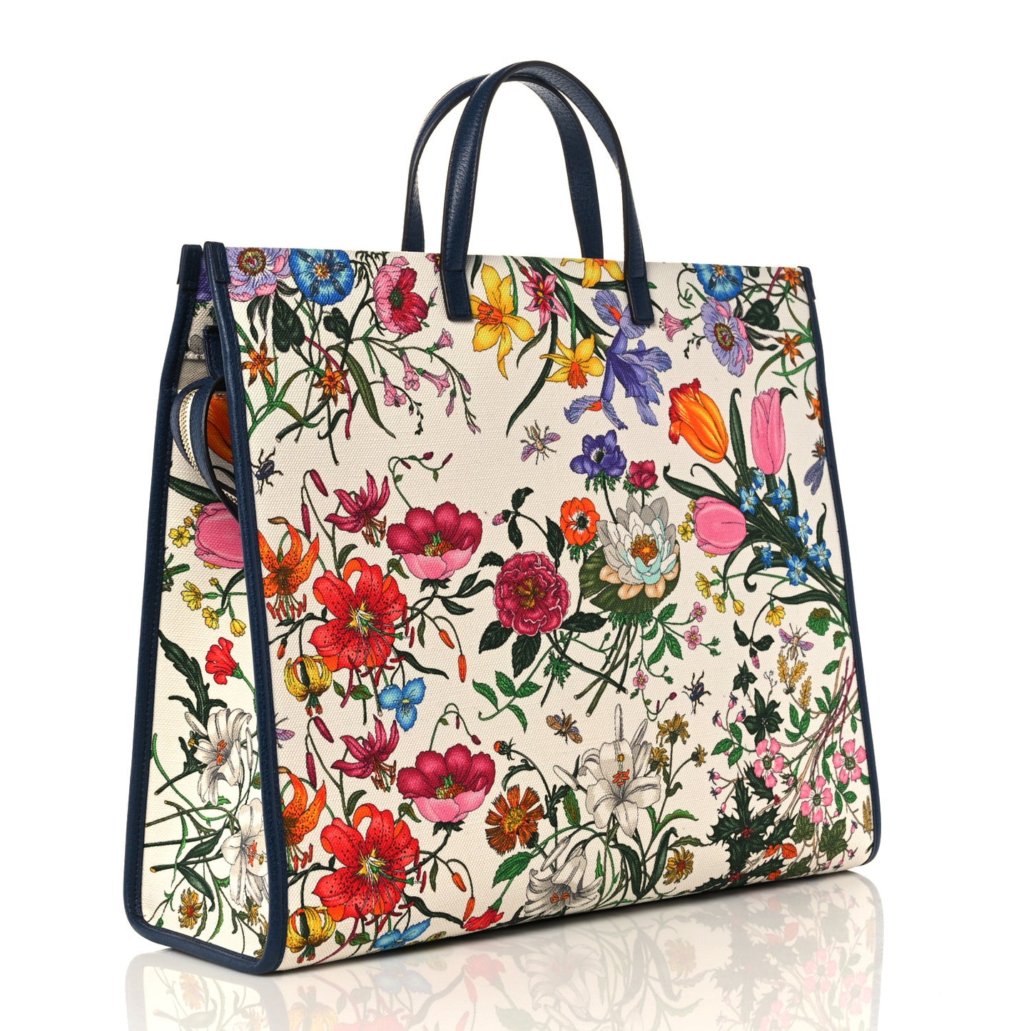 Canvas Large Flora Tote Navy Multicolor
