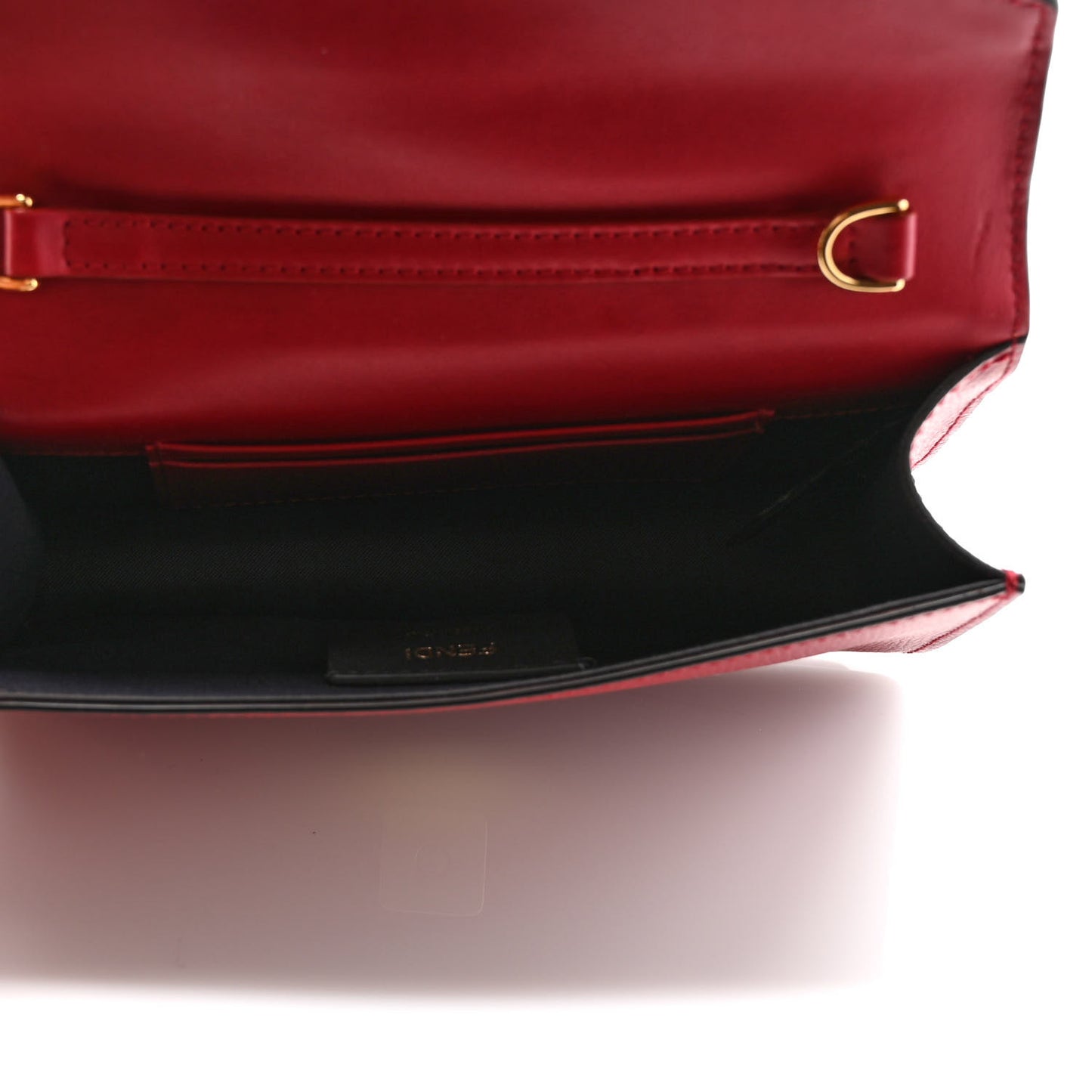 Vitello Cruise F is Fendi Bi-Color FF 1974 Embossed Envelope Belt Bag Maya Black Fragola