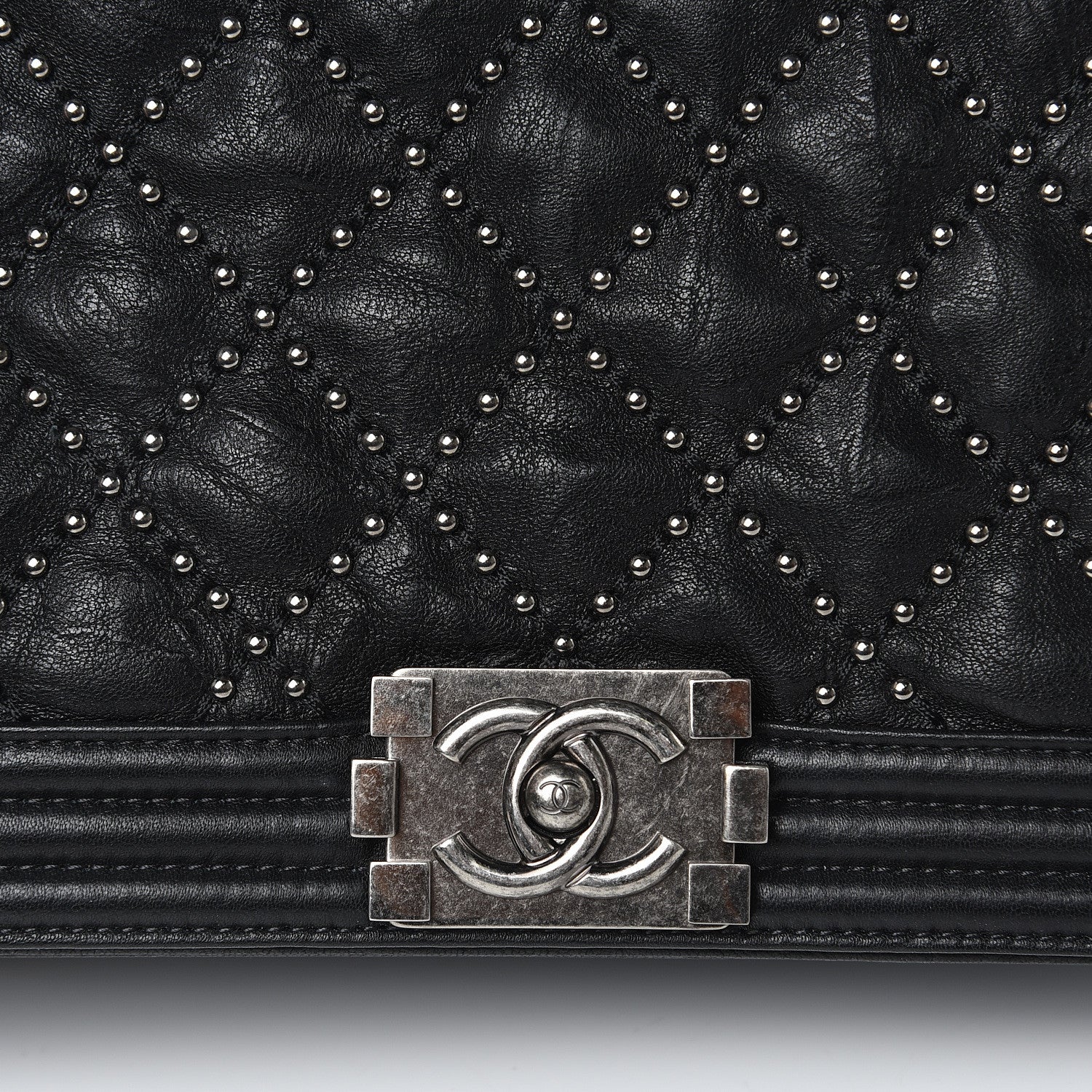 Chanel Crumpled Lambskin New Medium Studded Boy Flap Black 11 of 12